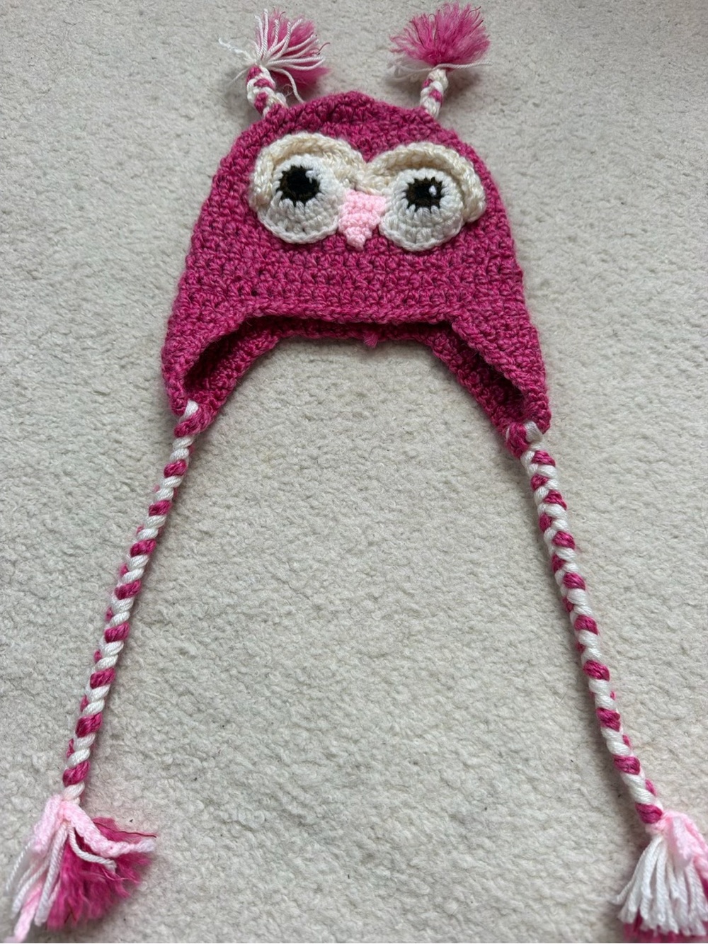 Pink Owl Knit Earflap Hat for Kids Beanie Hat